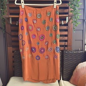 Anthrpologie Floreat rust silky beaded skirt